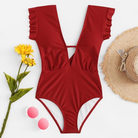 V-plunge Ruffle Swimsuit