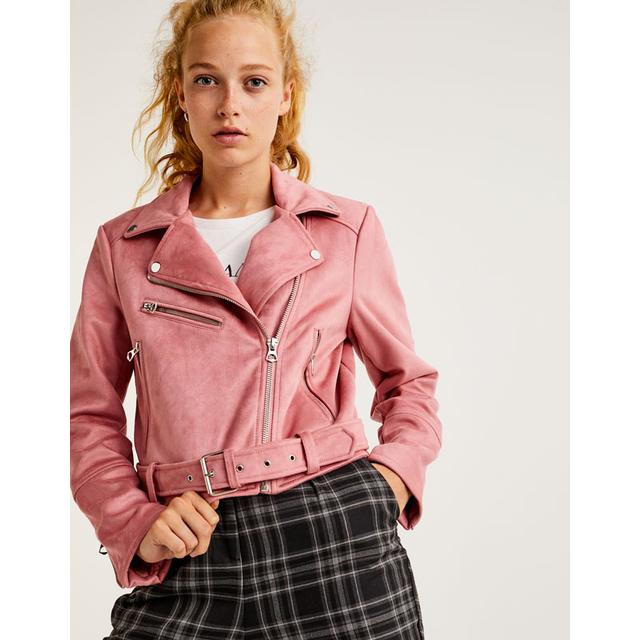pull and bear faux suede biker jacket