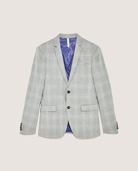 Grey Checked Suit Blazer