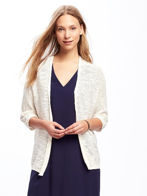 Dolman-sleeve Open-front Cardi For Women