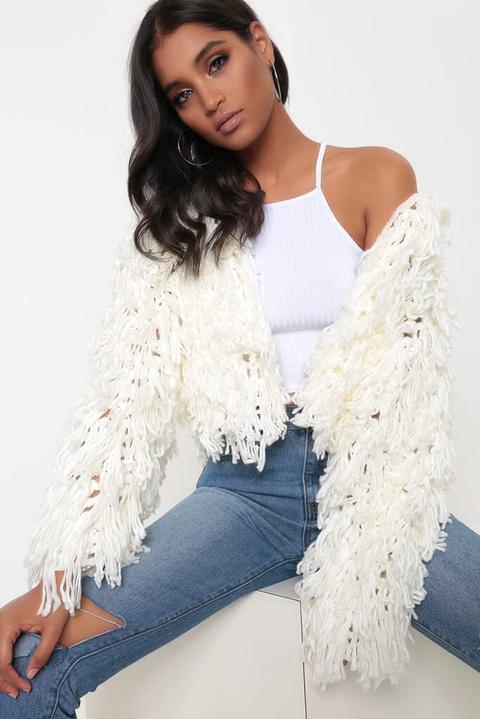 Cropped shaggy cheap cardigan