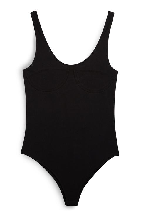 Black Scoop Neck Bodysuit