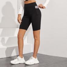 Shorts Ciclistas Con Bolsillo De Cintura Ancha
