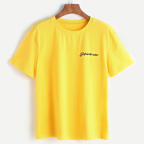 Bicchierino-manicotto Shirt Con Stampa Della Lettera - Giallo