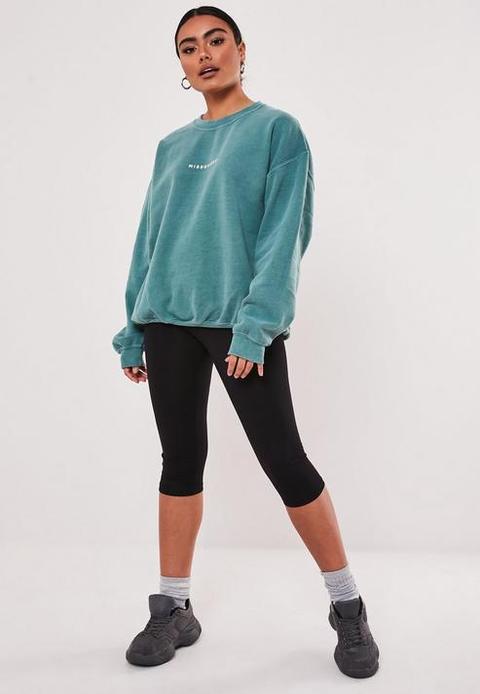 Green missguided discount slogan washed sweatshirt