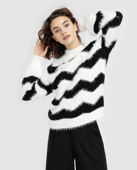 Fórmula Joven - Jersey De Mujer Zigzag Con Cuello Caja
