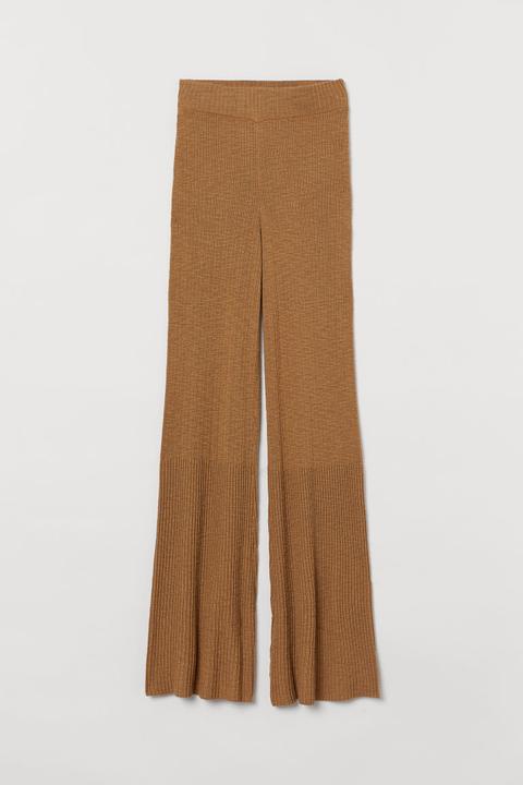 Rib-knit Trousers - Yellow