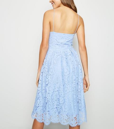pale blue lace midi dress