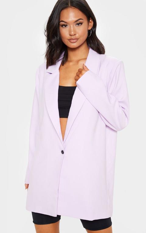 Lilac Super Oversized Woven Blazer, Purple