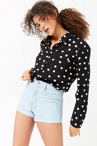 Forever 21 Cuffed Denim Shorts , Light Denim