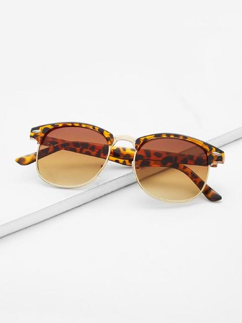 Leopard Occhiali Da Sole Retro Browline