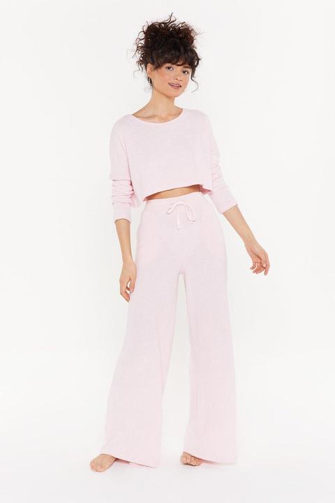 Womens Towelling Wide Leg Trouser