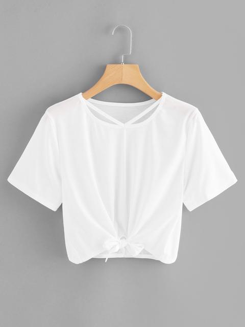 T-shirt Ritagliata A Nodo
