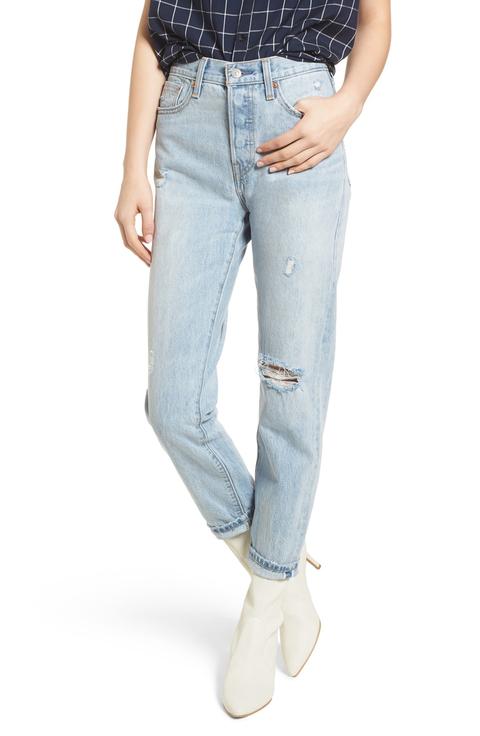 wedgie icon fit ripped high waist ankle jeans