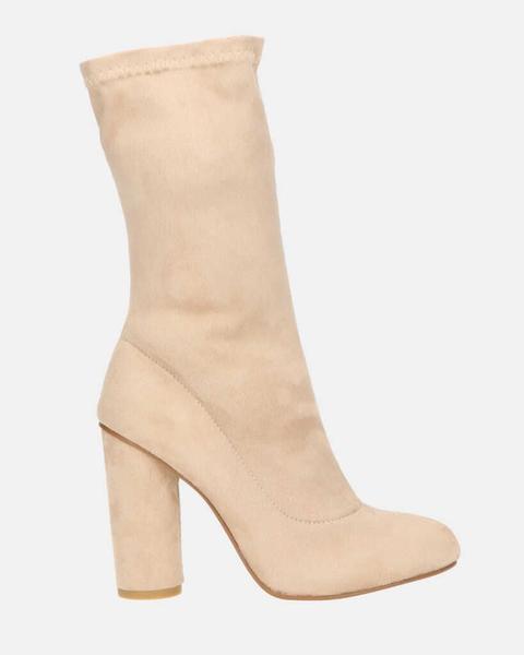 Judit - Block Heel Boots In Nude