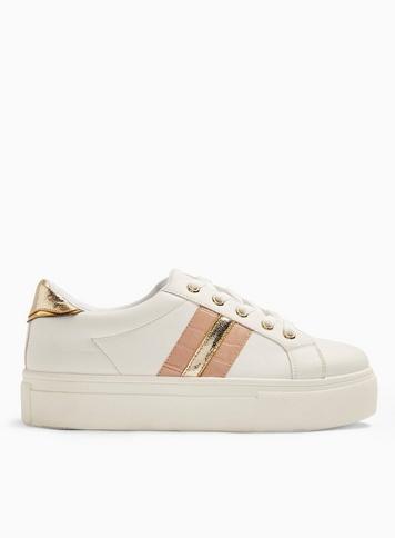 Womens Tova White Flatform Trainers, White