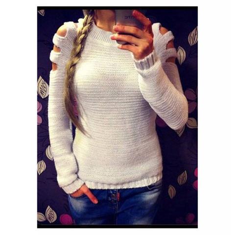 Crew Neck Cut Out Pullover Sweater