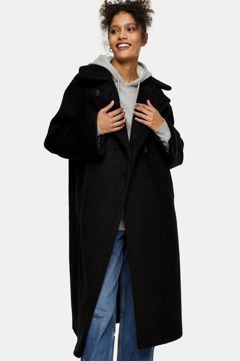 Black Fluffy Oversized Coat