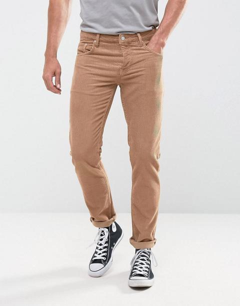 Pantalones De Corte Slim De Pana Color Tostado De Asos