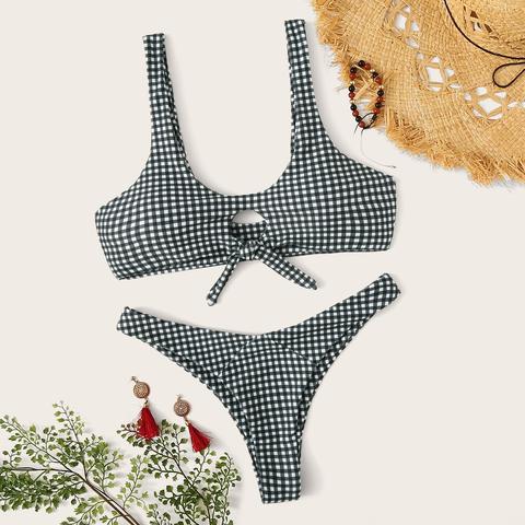 Set Bikini A Quadri Con Nodo