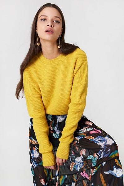 Trendyol Round Neck Ribbed Knit - Yellow