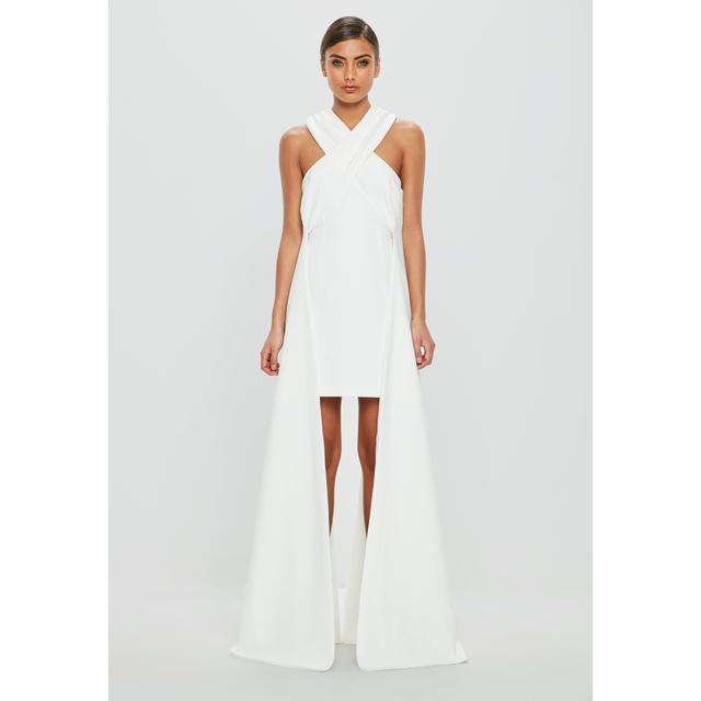 white drape dress