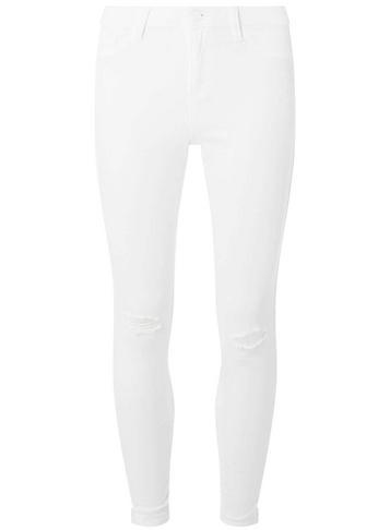 Womens White 'darcy' Knee Ripped Skinny Ankle Grazer Jeans- White, White