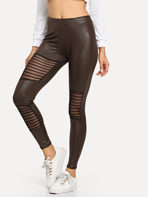 Leggings Regolati Con Rete A Contrasto