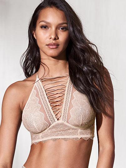 Lace-up High-neck Bra