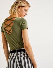 Cropped T-shirt With Lace-up Back
