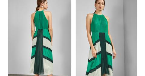 nellina dip hem pleated dress