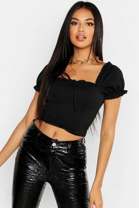 Womens Scuba Neon Peasant Top - Black - 10, Black