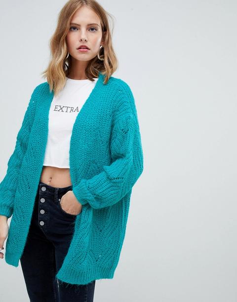 Only - Cardigan Lavorato A Maglie Grosse - Blu