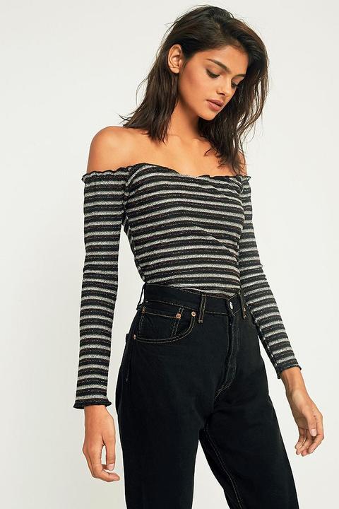 Light Before Dark Rainbow Lurex Off-the-shoulder Bardot Top