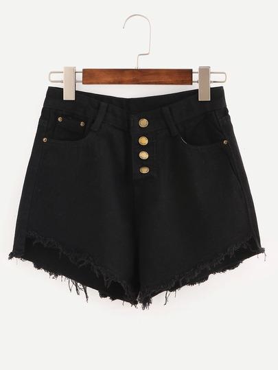 Shorts Flecos Una Botonadura Denim Negro