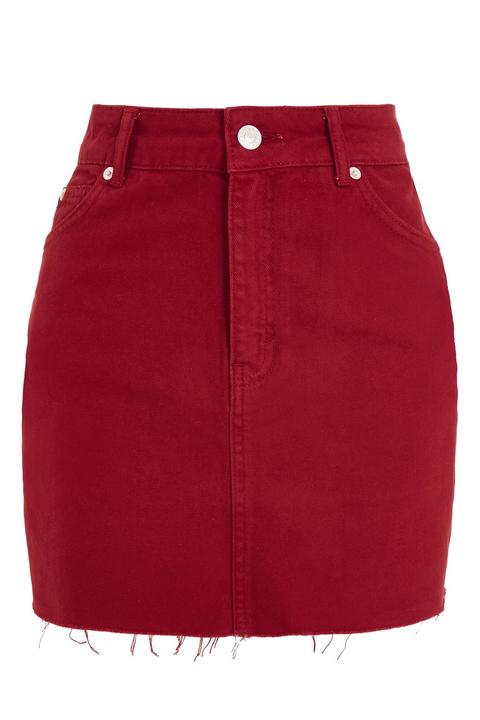 Moto Red Denim Mini Skirt