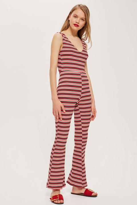 Womens Stripe Plunge Jumpsuit - Multi, Multi