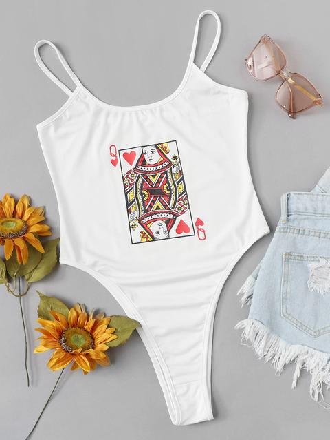 Graphic Print Cami Bodysuit