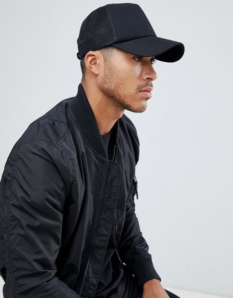 Asos Design Trucker Cap In Black