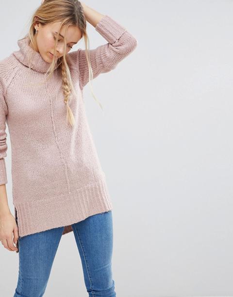 Qed London - Maglione Con Collo Alto - Rosa