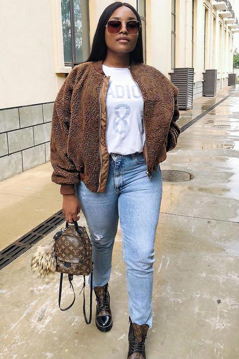 Brown Teddy Bomber Jacket