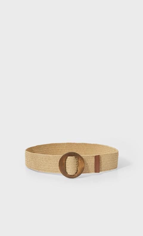 Stradivarius Ceinture Élastique Avec Boucle En Bois Femme Beige 70