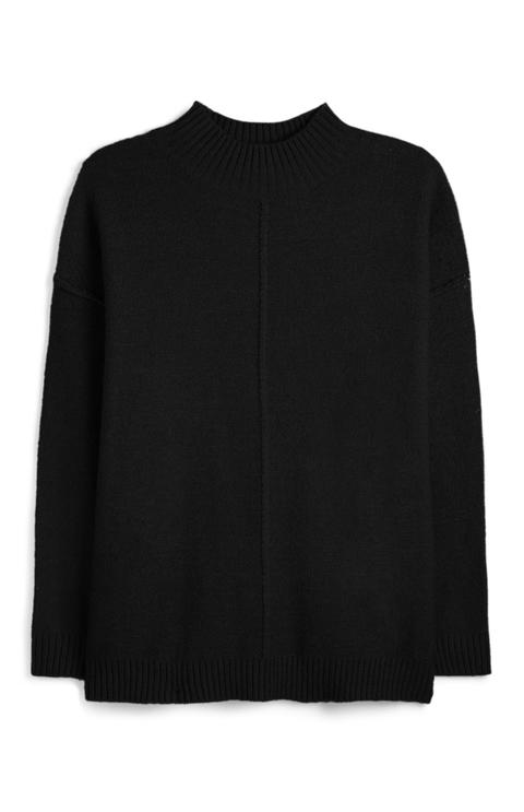 Black Reverse Seam Turtle Neck Jumper