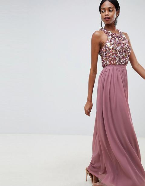 asos pink long dress