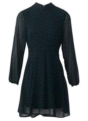 Womens Izabel London Emerald Polka Dot Dress - Green, Green