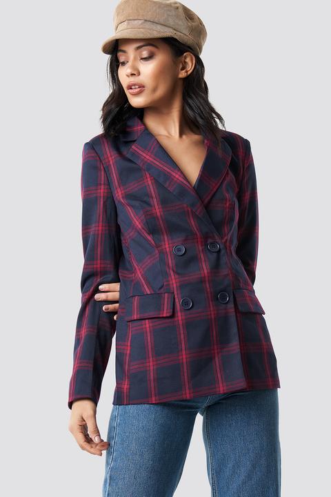 Na-kd Classic Double Breasted Checkered Blazer - Multicolor