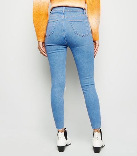 blue ripped high waist super skinny hallie jeans