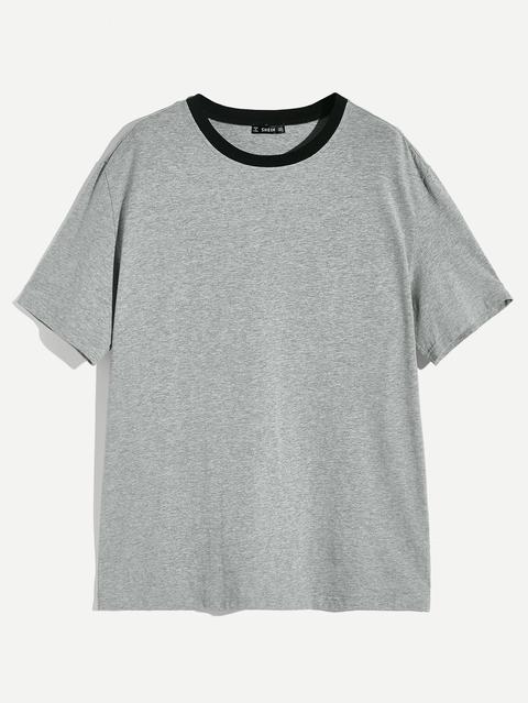 Camiseta Ringer Gris De Hombres