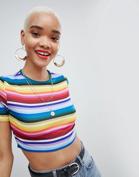 Prettylittlething Rainbow Crop Top