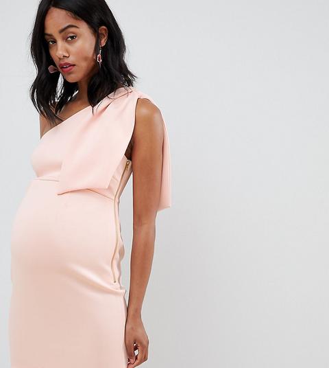 Minivestido Con Lazos En Los Hombros Y Cremallera Expuesta De Asos Design Maternity-rosa